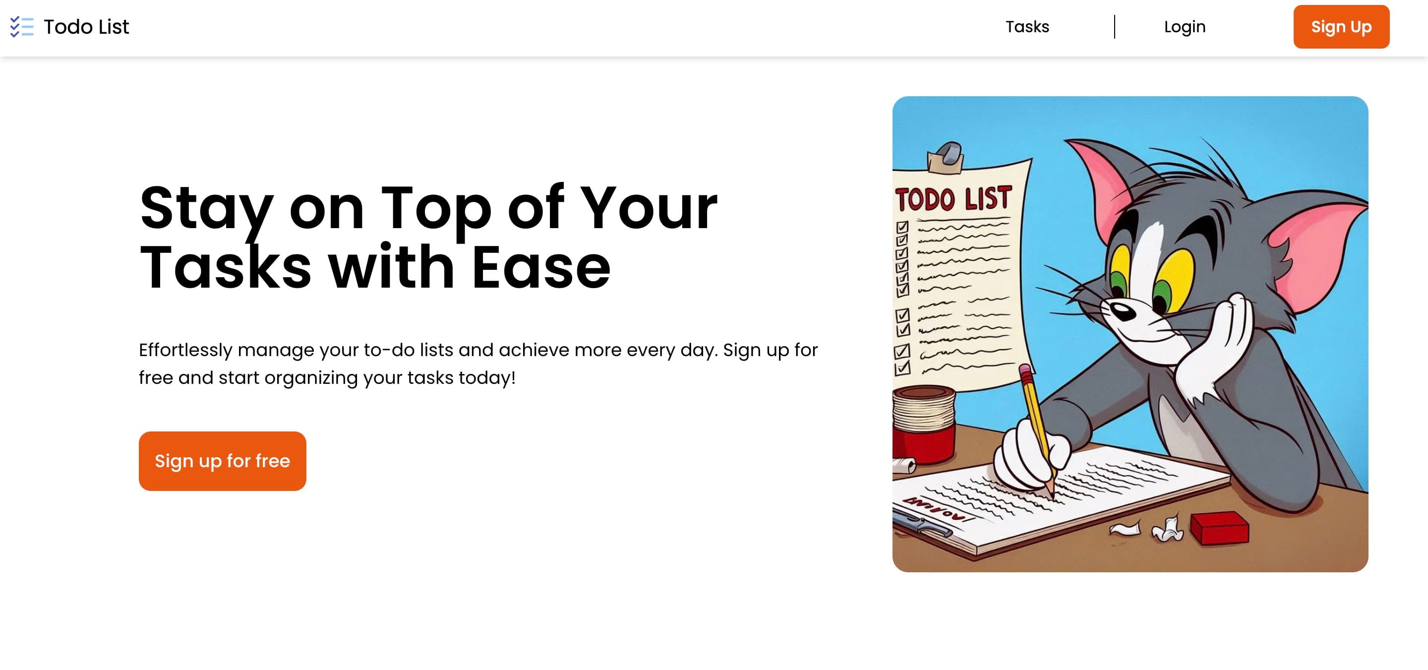 Image of the todo app homepage